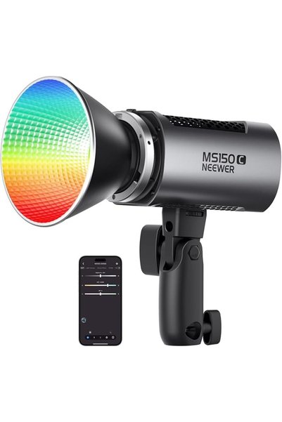 NEEWER ضوء فيديو LED طراز MS150C RGBWW مع تحكم 2.4G/APP، إضاءة مستمرة معدنية ...