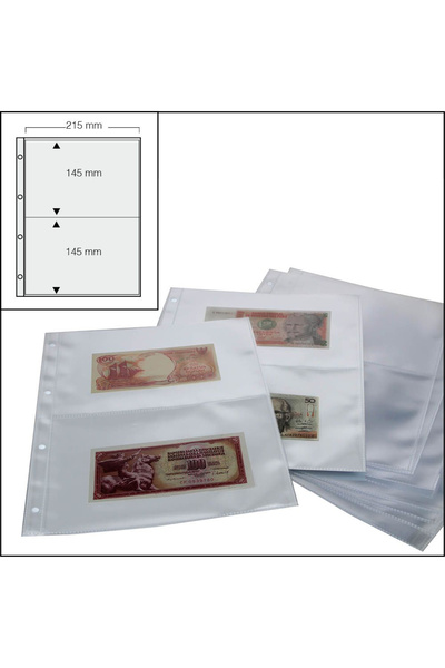 safe Set 15 folii pentru bancnote 2 buzunare de 215 x 145 mm - Maxi A4