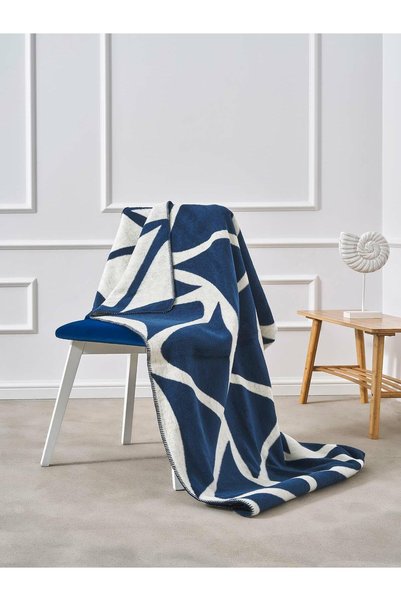 Karo Pled bumbac-acril 150x200 cm, granat-alb, cuvertură, model Fale, 430 g/m2