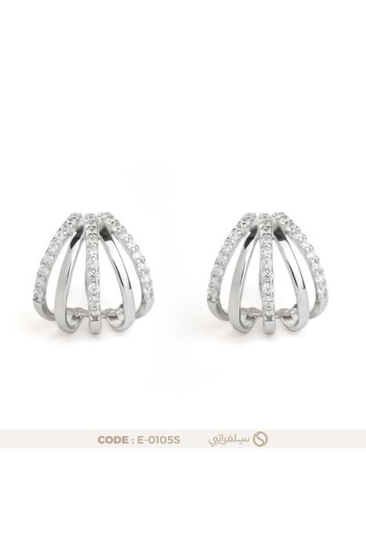silveraty Women's Earring Cross Layered Zircon Earring 925 Sterling Silver Rh...