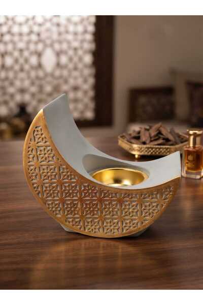 Generic Brand مبخرة عصرية بتصميم هلال إسلامي مميز (لون رمادي وذهبي)