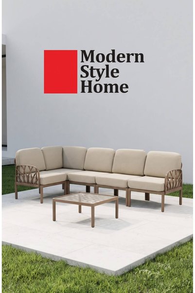 Modern Style Home Riviera Su Geçirmez Kumaş UV Dayanıklı Modüler L Köşe Bahçe...