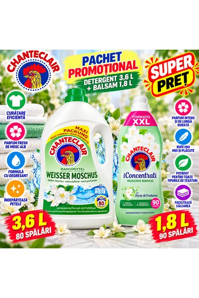 Chanteclair White Musk Set – Liquid Detergent 3.6 L, 80 Washes + Concentrated...