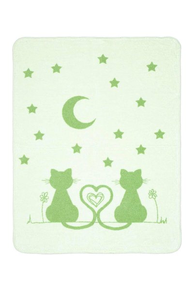 Karo Patura pentru copii 75x100 2170/1 Pisici, verde deschis, bumbac, acril, ...