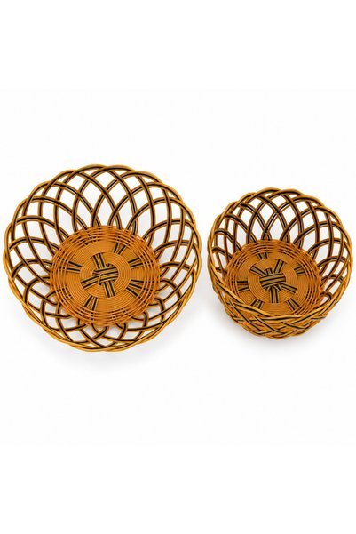 OEM Set of 2 expandable fruit and organization baskets, braided pattern, brow...