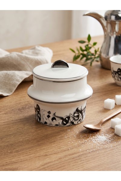 KOZE Luxury Bone China Sugar Bowl with Lid (9.5 cm X 8 cm) - Arabic Calligrap...