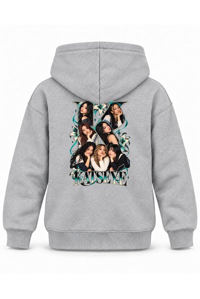 SVART WEAR Katseye Floral Monogram Portrait Printed Children's Hooded Sweatshirt