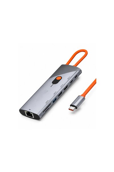 Lovesta Home قارئ بطاقات Type-c Hub Dual HDMI PD LAN ذو 9 منافذ HDX7879
