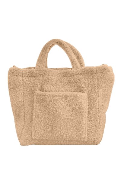 Noonedibs Geantă de umăr din pluș, geantă mare de mână, geantă de cumpărături...