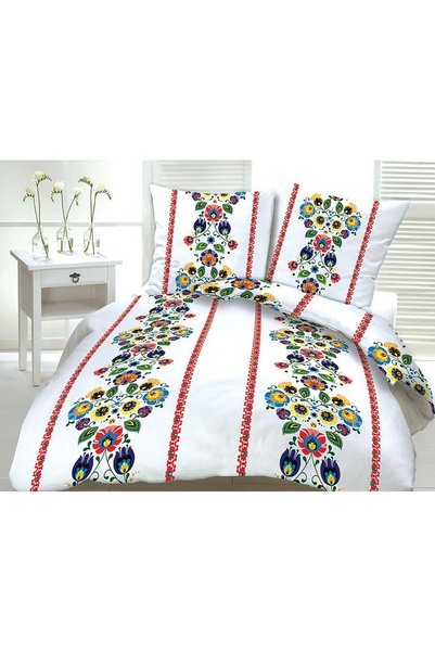 Karo Set 3 piese lenjerie de pat, Karo, Bumac, 200 x 220 cm, Multicolor
