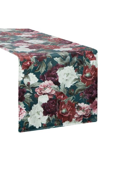 Eurofirany Fata de masa Velvet 35x180 verde maro cu flori