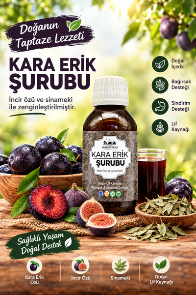 Anadolu Ocak Vakfı Kara Erik Şurubu - İncir Özü & Sinameki Bitkisel İçerikli ...