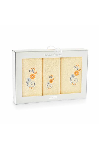 Zwoltex Set 3 prosoape de baie, Zwoltex, Bumbac, 30x50/50x100/70x140 cm, Crem