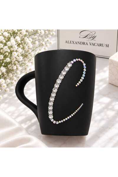 by Alexandra Vacarusi Cana Cafea/Ceai neagra , 460ml , personalizata cu cristale
