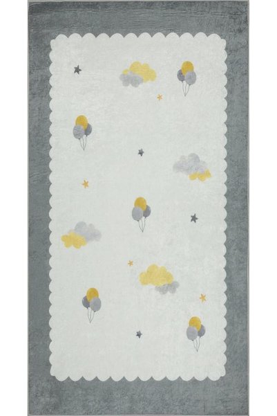 Eurofirany Covor copii 80x150 Baby 4 baloane galbene cu buline crem