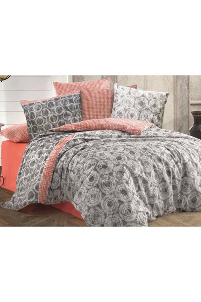 Darymex Lenjerie de pat Darymex, 160x200cm, 100% bumbac, gri, rosu, set 3 piese