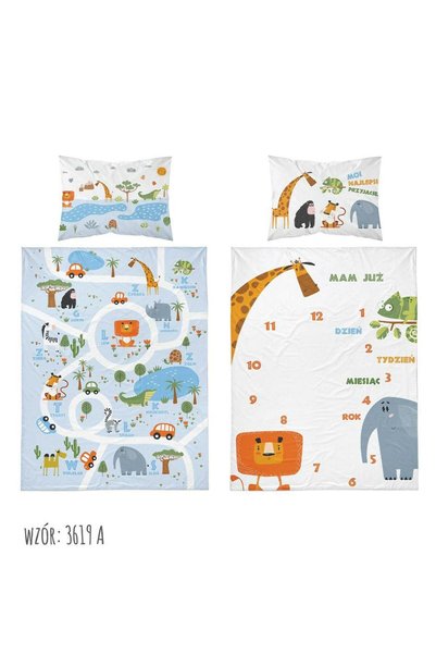 Detexpol Set lenjerie de pat pentru copii, Model safari, Bumbac, 2 piese, 90x...