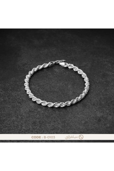 silveraty سوار حبل مبروم رجالي فضة عيار 925 مطلي روديوم