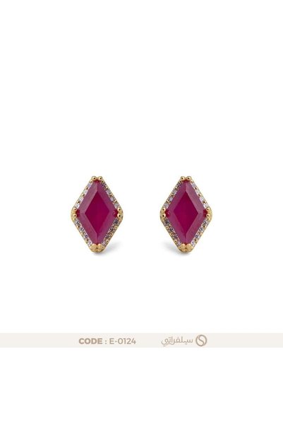 silveraty حلق مرصع بالزركون الوردي فضة عيار 925 مطلي روديوم وماء الذهب