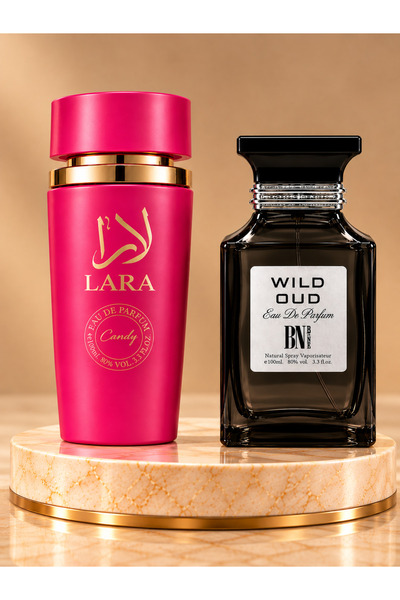 EMATTEIRO Set 2 Parfumuri Arăbești El și Ea, Lara Candy & Wild Oud, 2 x 100 ml