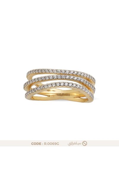 silveraty خاتم فضة عيار 925 بثلاث حلقات متقاطعة مرصعة بالزركون