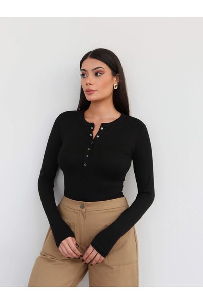 ESRAHELVACI Çıtçıtlı Modal Bluz