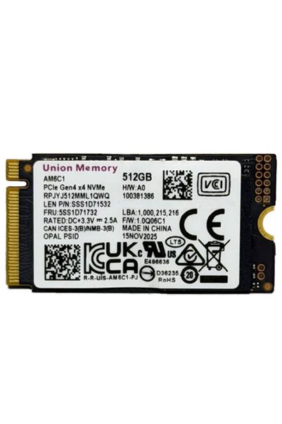 Union Memory AM6C1 512GB M.2 2242 PCIe Gen4x4 NVMe SSD