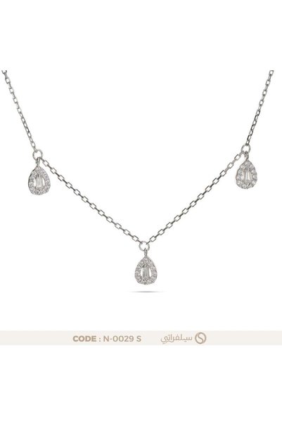 silveraty قلادة قطرة الندى فضة عيار 925 مرصعة بالزركون مطلية روديوم