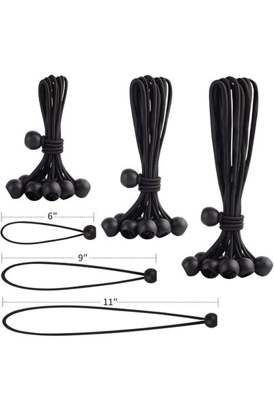 GENERAL 30PCS Bungee Cords with Balls, Tarp Bungee Balls, 3 Sizes 6, 9, 11 In...