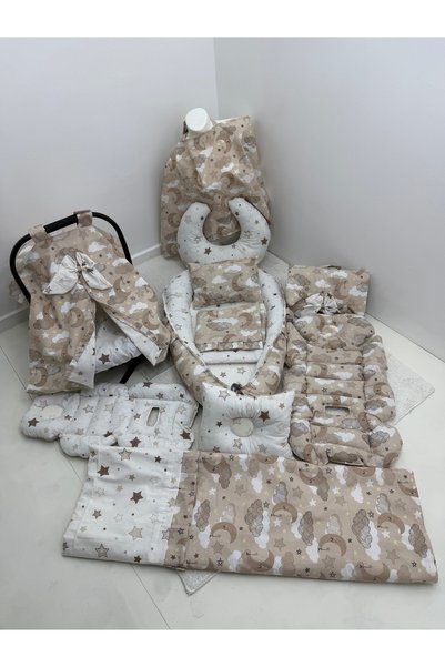 Balamira kahvrengi bulutlu oval 13 lü babynest seti