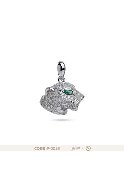 silveraty تعليقة فضة نمر عيار 925 مرصعة بالزركون مطلية روديوم
