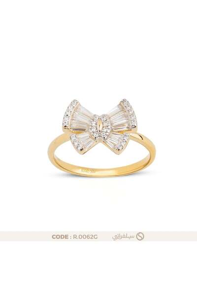 silveraty خاتم فيونكة فضة عيار 925 مرصع بالزركون مطلي بالروديوم وماء الذهب