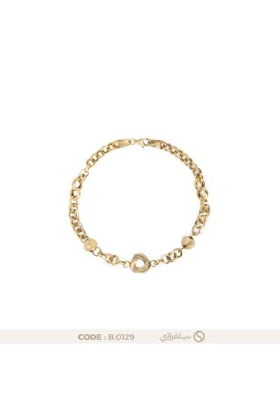 silveraty سوار فضة نسائي عيار 925 بكرات ذهبية وحلقة مجدولة