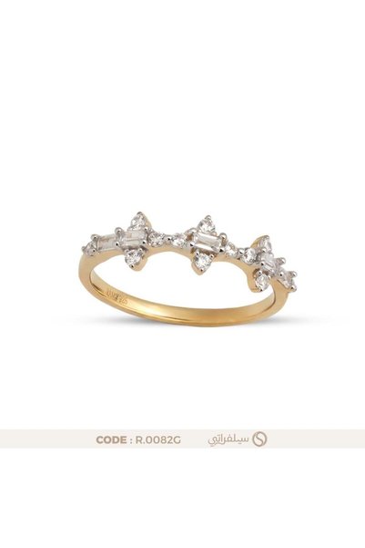 silveraty خاتم تاج فضة عيار 925 مرصع بالزركون مطلي بالروديوم وماء الذهب