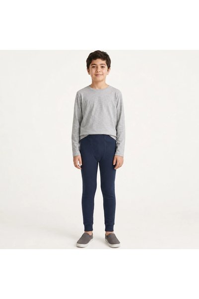 BONBON Boy's Cotton Printed Navy Blue Long Sleeve T-Shirt and Navy Blue Under...