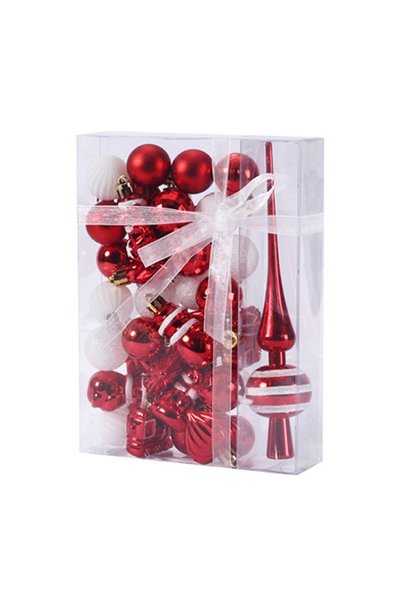 Noonedibs Set de decorațiuni de Crăciun cu 34 globuri de Crăciun, plastic rez...