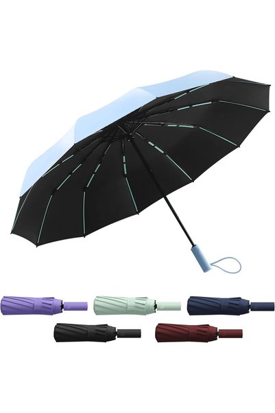 Baytion Auto Folding Umbrella, UV Umbrella with UPF50+, 12-Rib Frame for Wind...