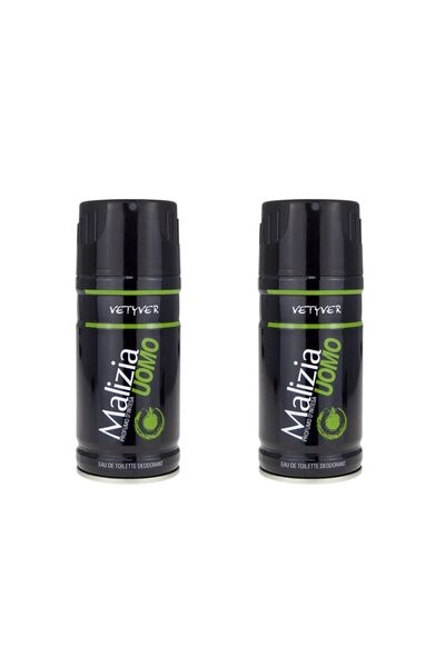 Malizia Set de 2 Uomo Vetyver Eau de Toilette Deodorant spray, 150 ml