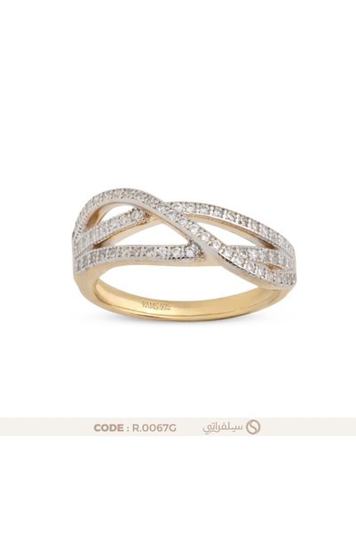 silveraty خاتم بتصميم حلقات متشابكة فضة عيار 925 مرصع بالزركون مطلي روديوم وم...