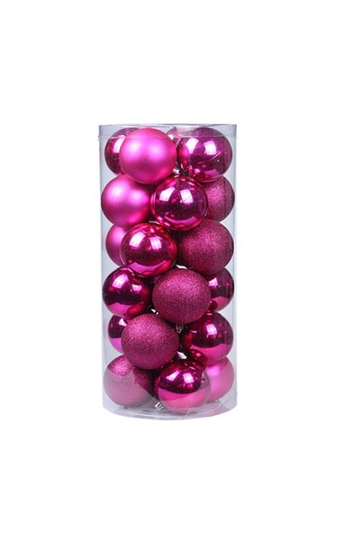 Noonedibs 24 Ornamente Craciun plastic colorat 40mm, decor brad incasabil pen...
