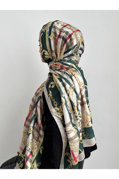 Hepsi Moda Plaid Pattern Janjan Shawl - Green & Yellow