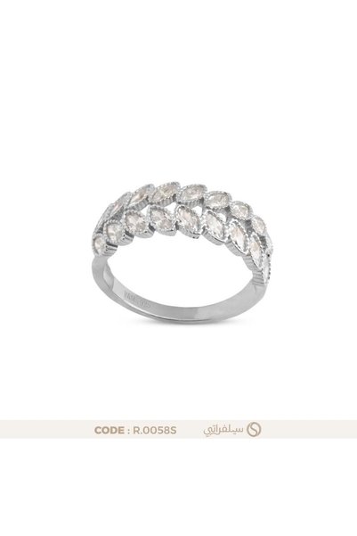 silveraty خاتم ماركيز فضة عيار 925 مرصع بفصوص زركون بلمعان الألماس مطلي بالرو...