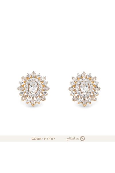 silveraty حلق بفصوص كريستال فضة عيار 925 مطلي روديوم وماء الذهب