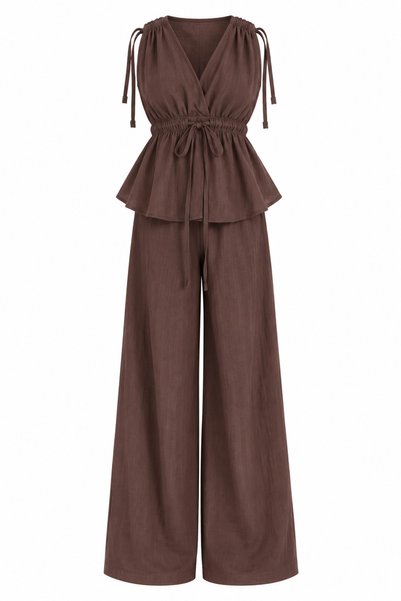 My Blog Brown 100% Cotton Shoulder and Drawstring Set - 2Y8612