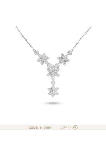 silveraty قلادة أزهار اللؤلؤ فضة عيار 925 مرصعة بزركون بلمعان الألماس