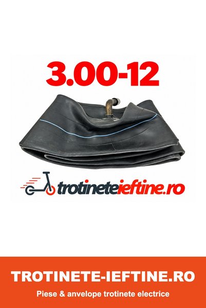 OEM Cameră aer moto 3.00-12 cu valvă curbată pentru scutere, mopede și pit bike