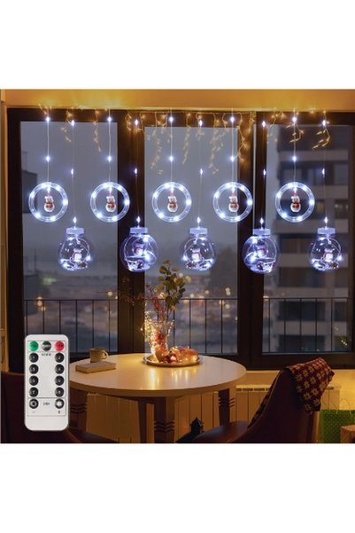 Noonedibs Decoratiuni Craciun lumini fereastra, perdea LED brad jucarii, temp...