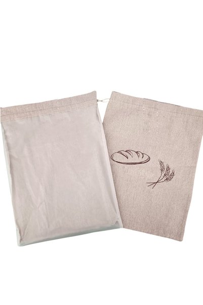 Noonedibs Pungi de pâine din in, reutilizabile, cu șnur, 30*38cm, set de 2