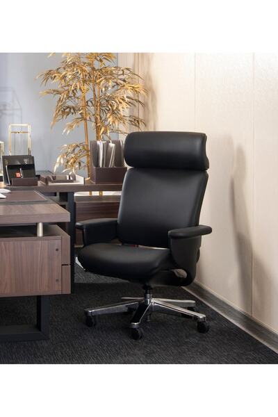 Midas Furniture كرسي مكتبي ميجير بظهر مرتفع - أسود