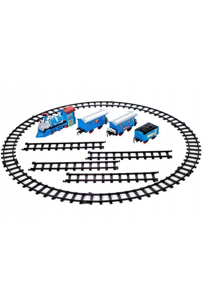 OEM Set interactiv de cale ferată cu locomotivă cu sunete și lumini, 2 vagoan...